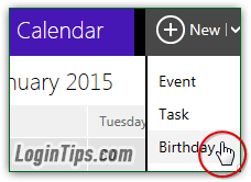 Add birthday (reminder) in Hotmail / Outlook com calendar