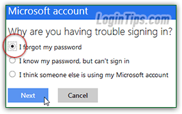 hotmail sign in reset password