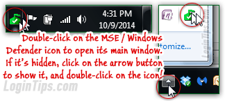 Open the main MSE / Windows Defender window