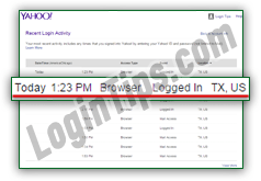 Check your Yahoo login history