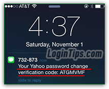 Reset your Yahoo password by cell phone SMS text message