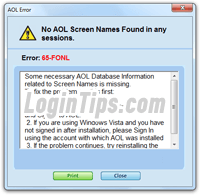 AOL Desktop login problem