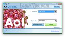 AOL Desktop logon screen