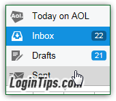 AOL Mail Sent folder and Drafts folder
