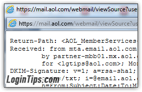 View email headers and HTML source in AOL Mail