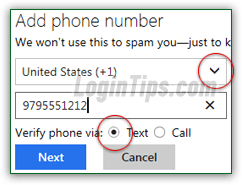 Add a cell phone to Hotmail / Outlook.com account