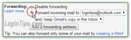 Forward Gmail to Hotmail / Outlook.com