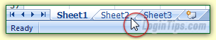 Use bottom tabs to switch Excel worksheet