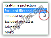 Exclude files and folders from virus scans