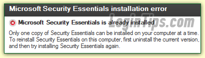 Microsoft Security Essentials is already installed!